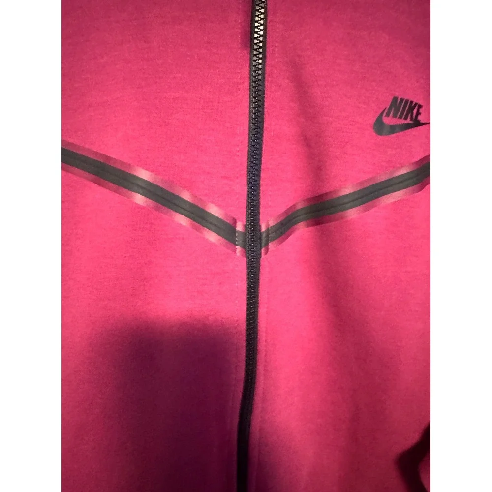 Nike Tech Fleece Full Zip Hoodie Burgundy Unisex XXL - Picture 6 of 10